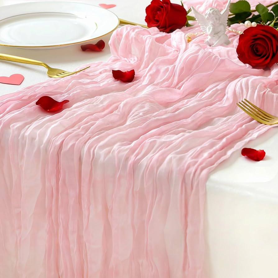Sioloc 1 Pack Light Pink Cheesecloth Table Runner Summer Decor 90cmX300cm Boho Gauze Runner for F... | Amazon (UK)
