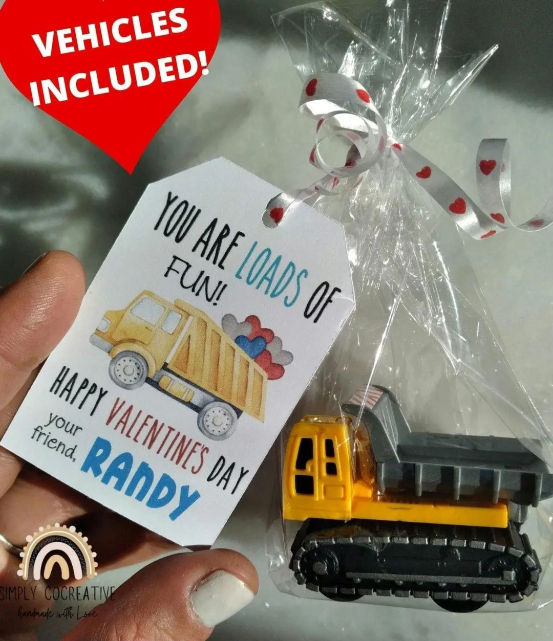 Construction Valentine Favor , Toddler Valentine, Personalized Tag & Mini Vehicle , Personalized ... | Etsy (US)