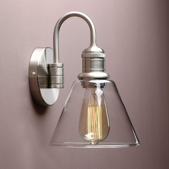 Yosoan 1-Light Brass Modern Vintage Indoor Wall Sconce, Vanity Single Luxury Hardwired Retro Text... | Amazon (US)