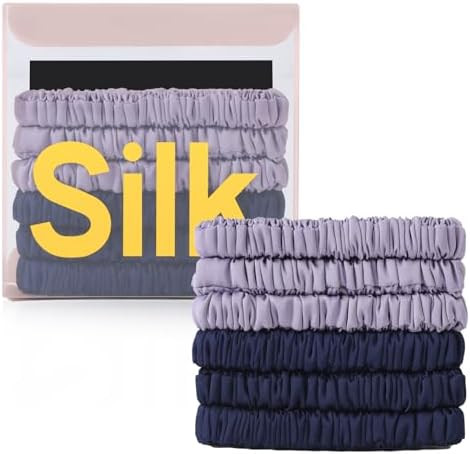6Pcs Silk Hair Ties Small 22 Momme 100% Pure Mulberry Silk Scrunchies for Women Girls Thin Skinny... | Amazon (US)