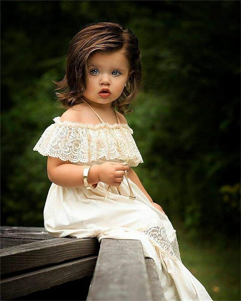 fioukiay Toddler Girl-Wedding-Princess-Maxi-Dress Boho Off Shoulder Lace Ruffle Dress Gowns Holiday  | Amazon (US)