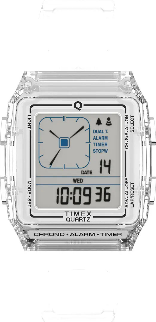 Q Timex Digital LCA Chronograph Resin Strap Watch, 35mm | Nordstrom