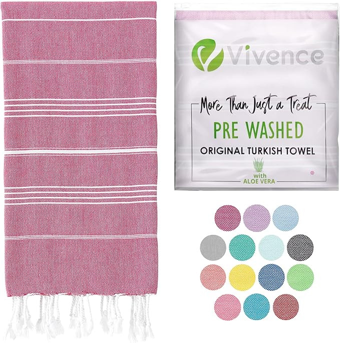 VIVENCE Certified 100% Organic Cotton Turkish Beach Towels Infused with Aloe Vera (38"x72") - San... | Amazon (US)