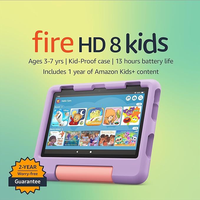 Amazon Fire HD 8 Kids tablet, 8" HD display, ages 3-7, includes 2-year worry-free guarantee, Kid-... | Amazon (US)