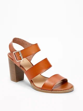 Three-Strap Block-Heel Sandals for Women | Old Navy US