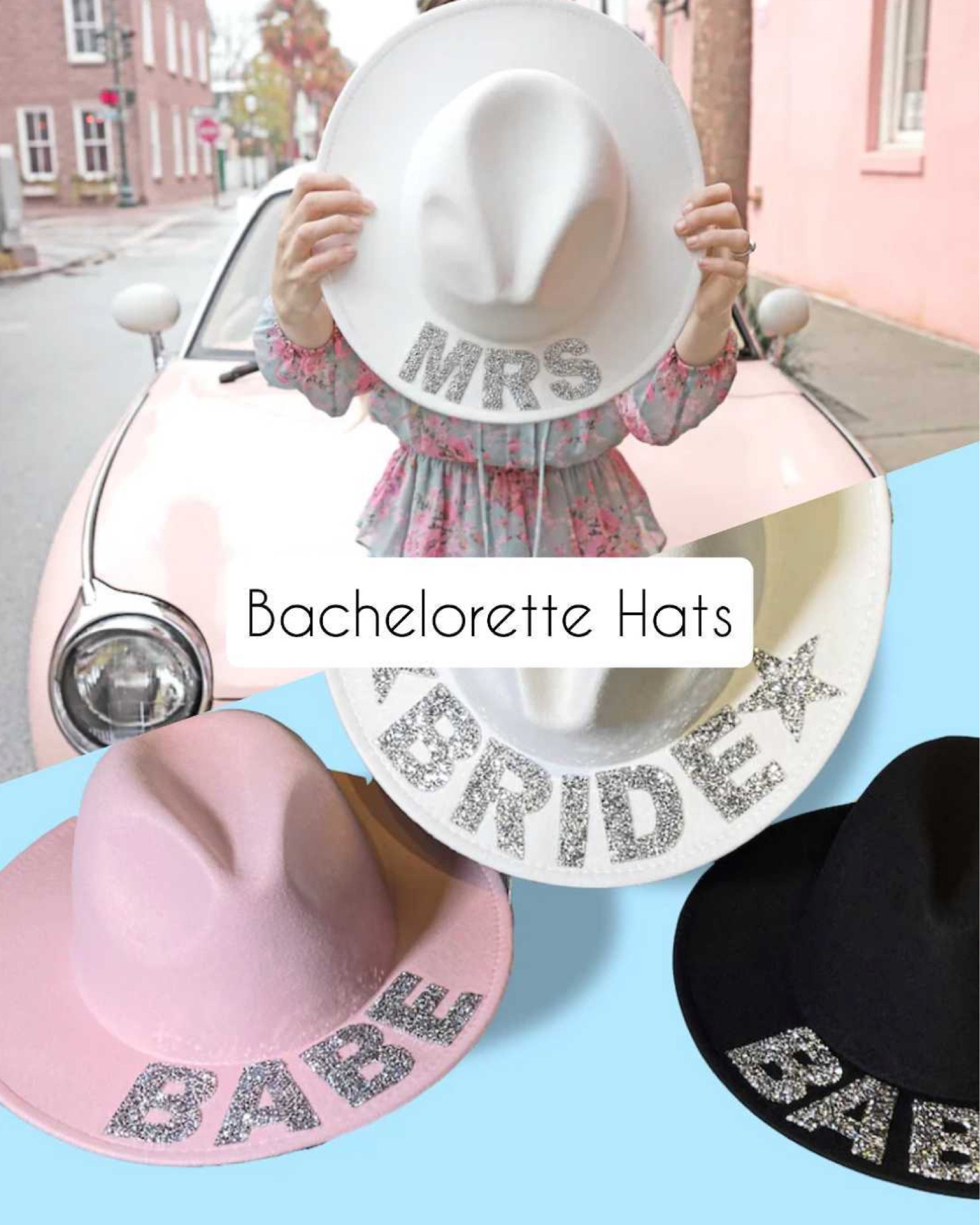 Bride and bridesmaid bachelorette fedora hats on Etsy. 

Bling party hats. Bride gift. Bridesmaid gift. Gifts for her. Mrs hat. Babe hat. Bride hat.

#LTKFindsUnder100 #LTKParties #LTKWedding