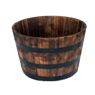Vigoro 25.98 in. Dia x 16.54 in. H Round Wooden Barrel Planter-HL6642 - The Home Depot | The Home Depot