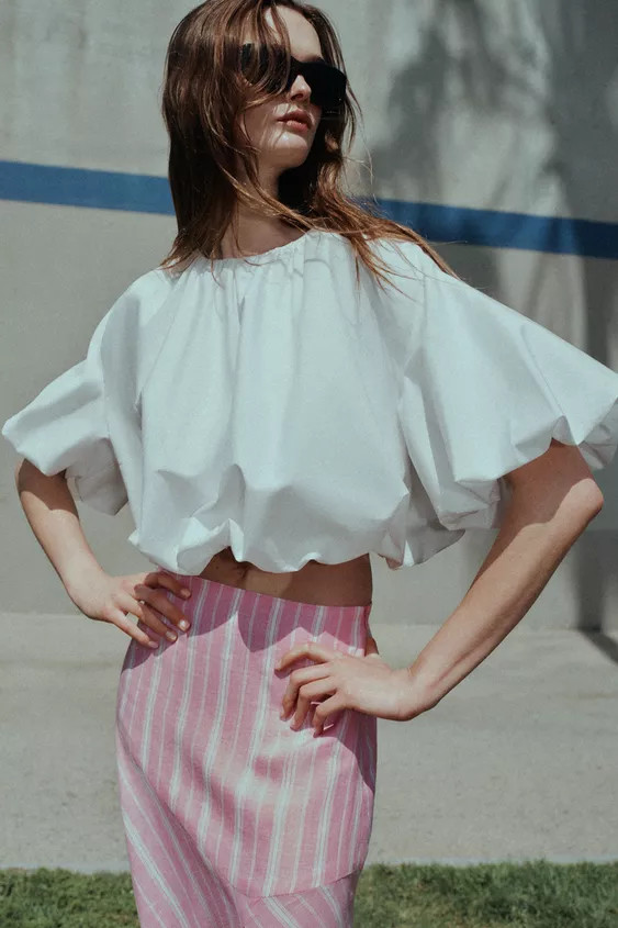 BALLOON POPLIN TOP | Zara US