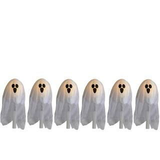 Northlight 30 in. Lighted White Ghost Halloween Lawn Stakes (Set of 6) | The Home Depot