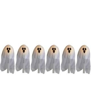 Northlight 30 in. Lighted White Ghost Halloween Lawn Stakes (Set of 6) | The Home Depot