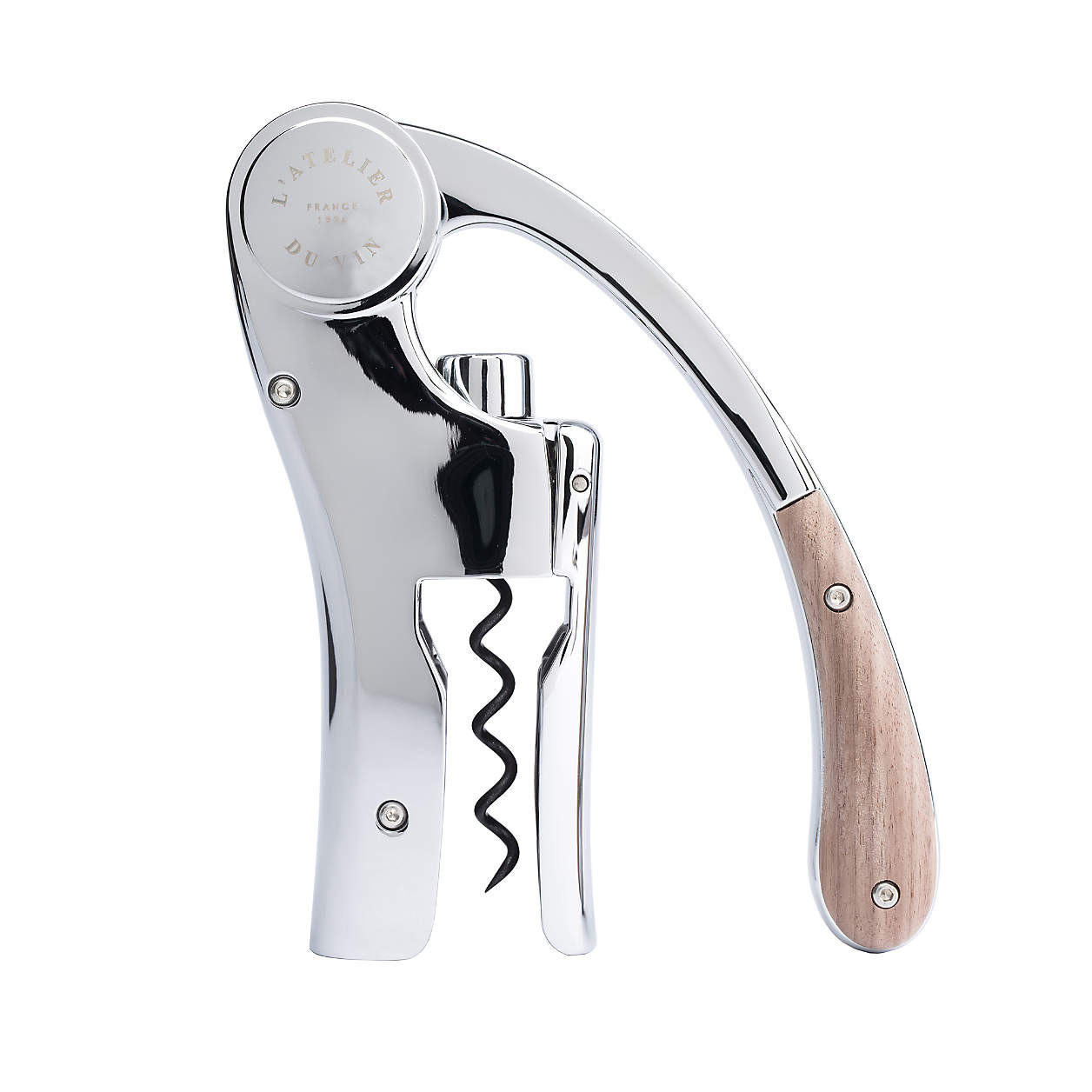 L' Atelier du Vin Oeno Motion Wood and Chrome Corkscrew + Reviews | Crate & Barrel | Crate & Barrel