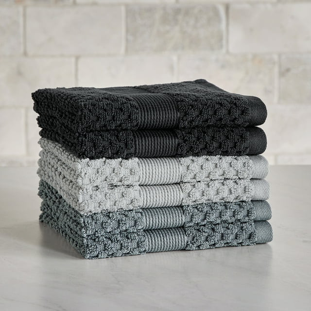 Better Homes & Gardens Signature Soft Popcorn Texture 6 PK Wash Bundle,Grey | Walmart (US)