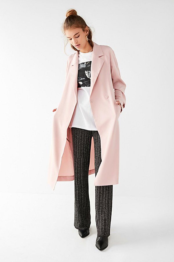 Jovonna London Belted Trench - Pink XS at Urban Outfitters | Urban Outfitters US