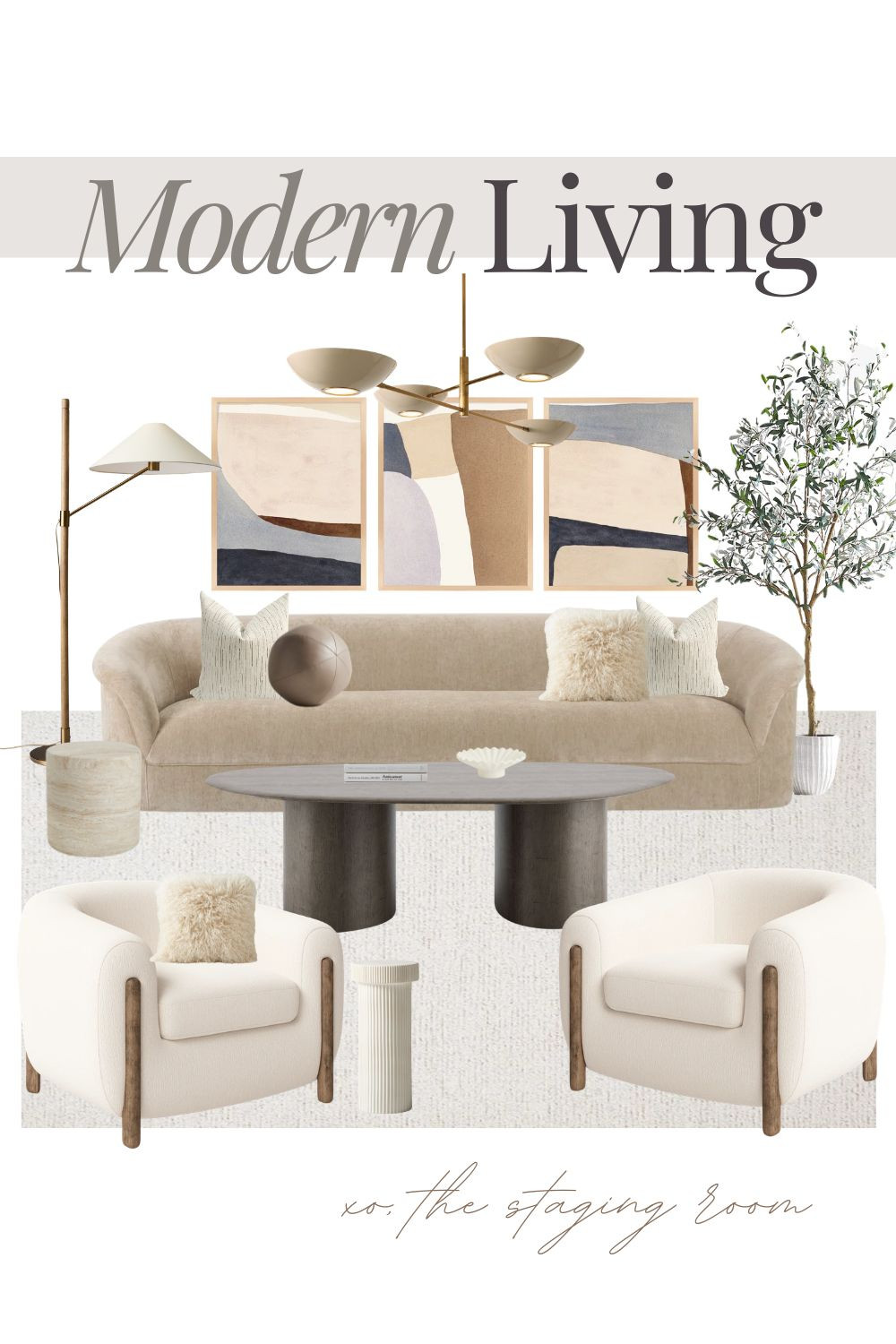 Modern living with a refined, organic twist 🤍✨

This neutral living room pairs soft textures with bold shapes—curved seating, warm wood accents, and a sculptural coffee table that grounds the space. The layered abstract wall art adds depth while keeping that calm, minimalist vibe.

If you’re into a modern organic aesthetic, this look blends contemporary design with cozy, livable elements—perfect for creating a warm, inviting living room that still feels elevated and designer-inspired.

Shop this style for neutral living room decor, curved accent chairs, modern sofas, wood + stone coffee tables, abstract wall art, and sculptural lighting to complete the look.

Save this for living room inspo you’ll keep coming back to 🤍 

 #modernlivingroom #neutraldecor #organicmodern #LTKsale #LTKhome