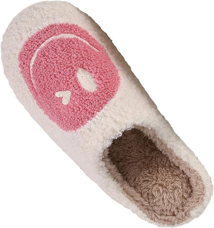 COVS Smiley Face Slippers for Women Men, Cozy Memory Foam Slippers, Soft Plush Fleece Lined House Sh | Amazon (US)