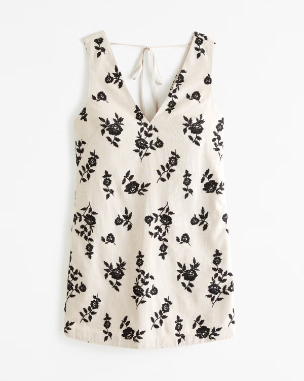 Embroidered Linen-Blend Mini Dress | Abercrombie & Fitch (US)