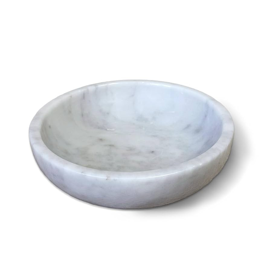 Large Decorative White Marble Bowl, 7.87 inches,Natural Stone Round Bowl for Home Decor, Fruit, N... | Amazon (US)