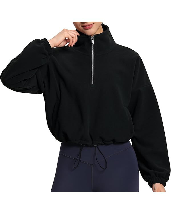 THE GYM PEOPLE Women’s Half Zip Crop Pullover Sweatshirt Fleece Stand Collar Workout Tops with ... | Amazon (US)