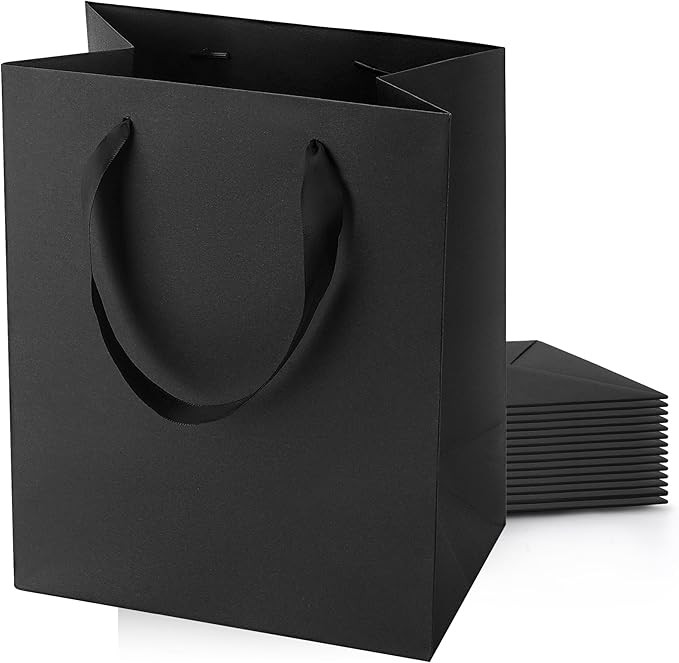 MOXARYSU Black Gift Bags With Handles: 8x5x10 Inch 14pcs Black Paper Gags Medium Bulk For Party S... | Amazon (US)