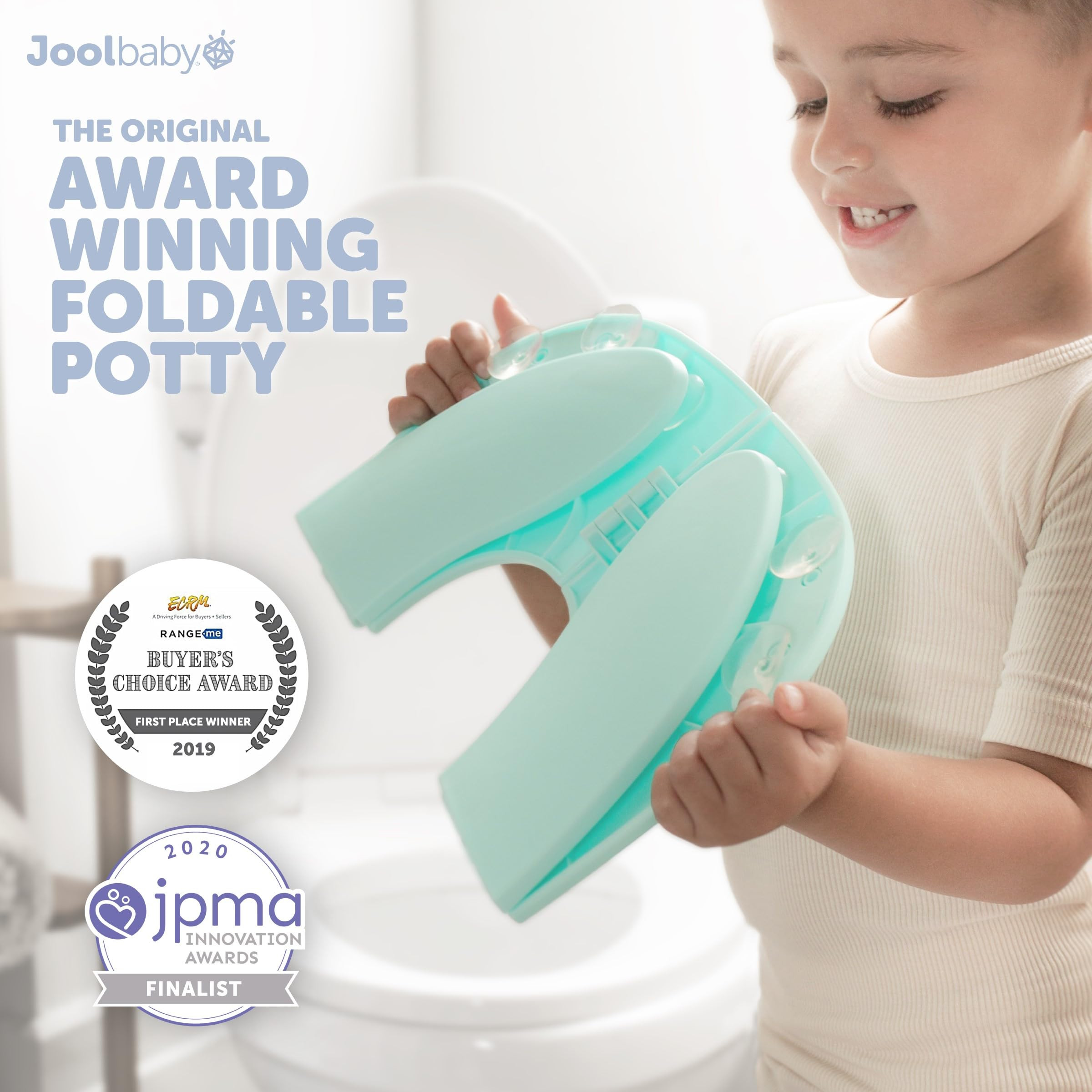 Jool Baby Folding Travel Potty Training Seat for Toddlers, Fits Round & Oval Toilets, Non-Slip Suction Cups, Includes Free Travel Bag (Aqua) | Amazon (US)