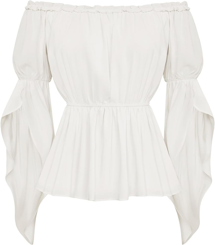 Scarlet Darkness Renaissance Shirt Women Trumpet Sleeve Goth Pirate Tops Blouse | Amazon (US)