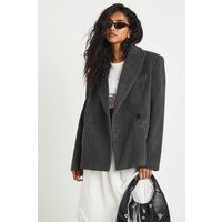 Womens Tailored Wool Look Blazer - Grey - 12 | boohoo (US & Canada)