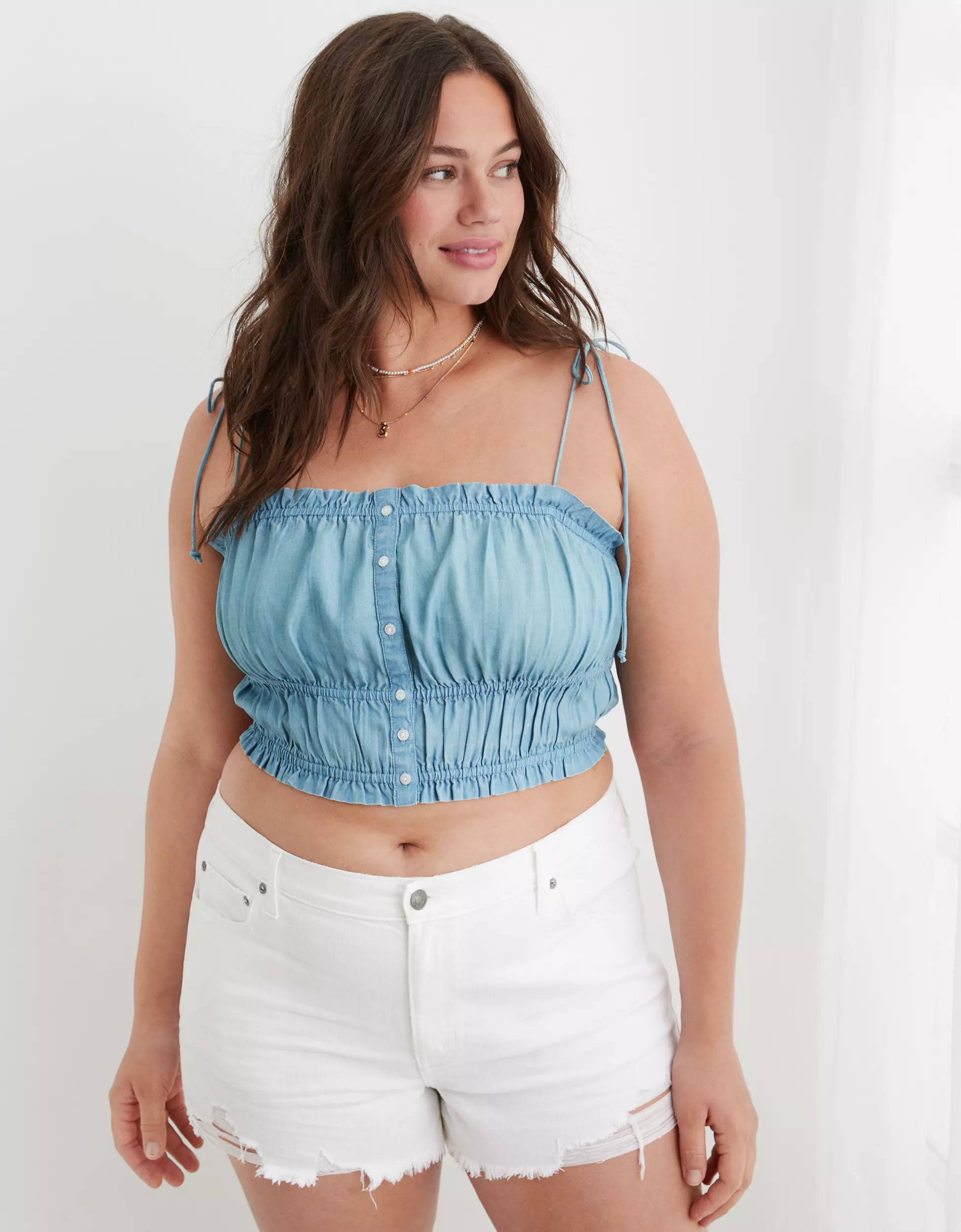 Aerie Woven Button Front Tank Top | Aerie