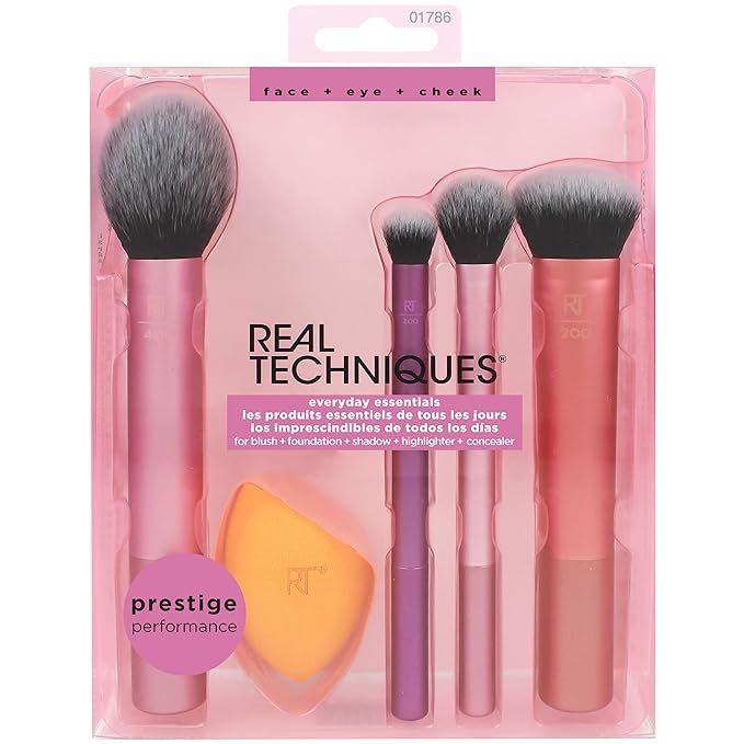 Real Techniques Makeup Brush Set with Sponge Blender for Eyeshadow, Foundation, Blush, and Concea... | Amazon (US)