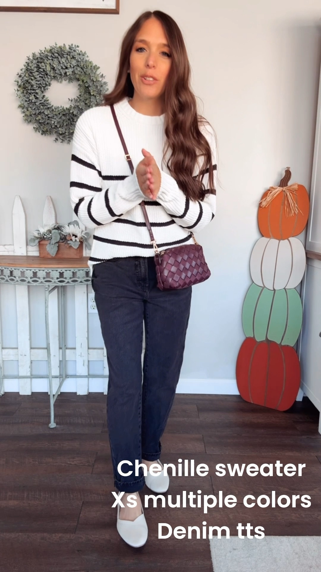 Walmart chenille sweater XS 
Denim tts 
Shoes tts 

#LTKStyleTip #LTKFindsUnder100 #LTKFindsUnder50