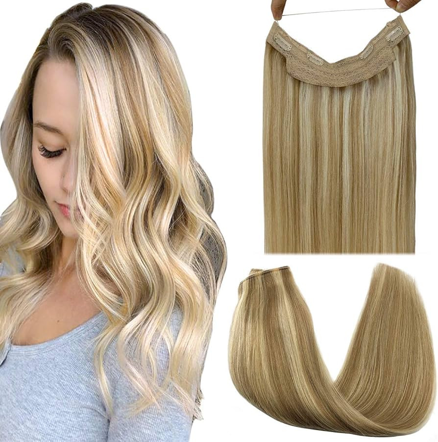 GOO GOO Hair Extensions Human Hair Light Blonde Highlighted Golden Blonde 12 Inch 70g Remy Hair E... | Amazon (US)
