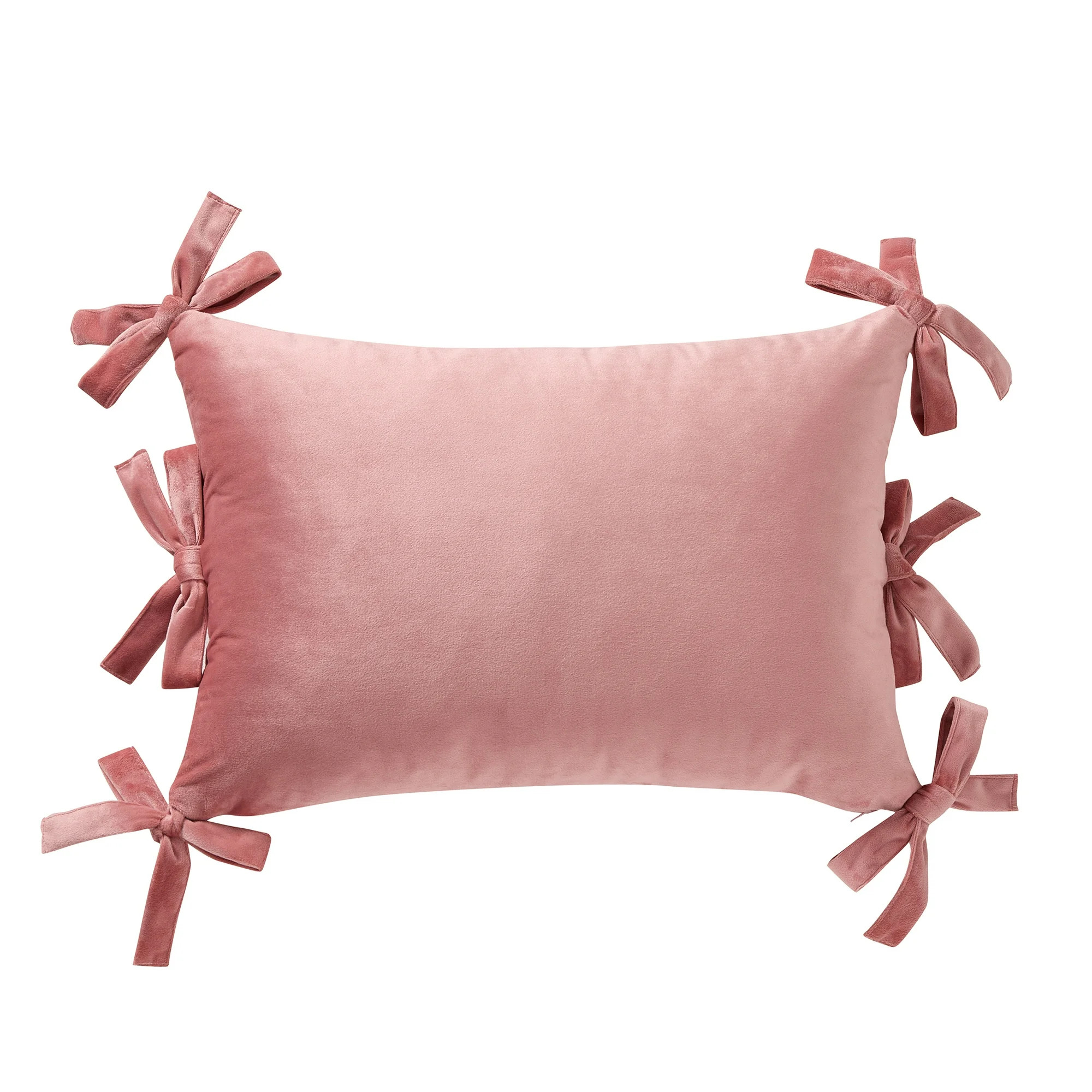 Home Decor Collection 14" x 20" Blush Pink Velvet Bow Oblong Decorative Pillow | Walmart (US)