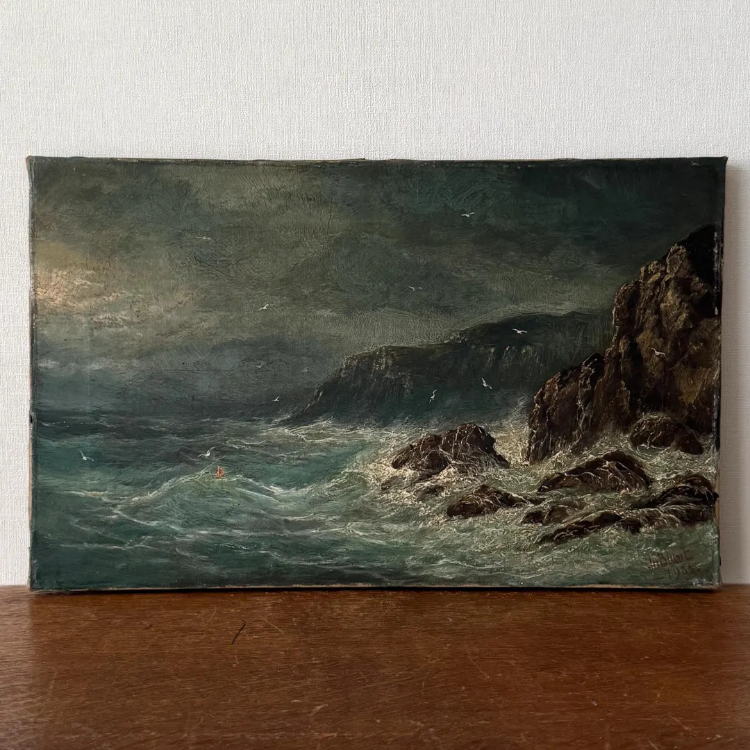 Antique Moody Seascape Oil Painting, Dark and Moody Painting, Coastal Scene, Antique Oil Painting... | Etsy (US)