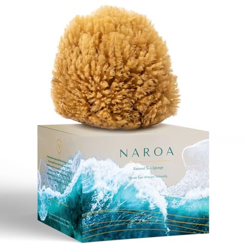 NAROA Natural Shower Sponge in Nice Box | Exfoliating Sea Sponge for Bath 4.5-6" | Body Scrubber Loofah for Men Women Gift | Amazon (US)