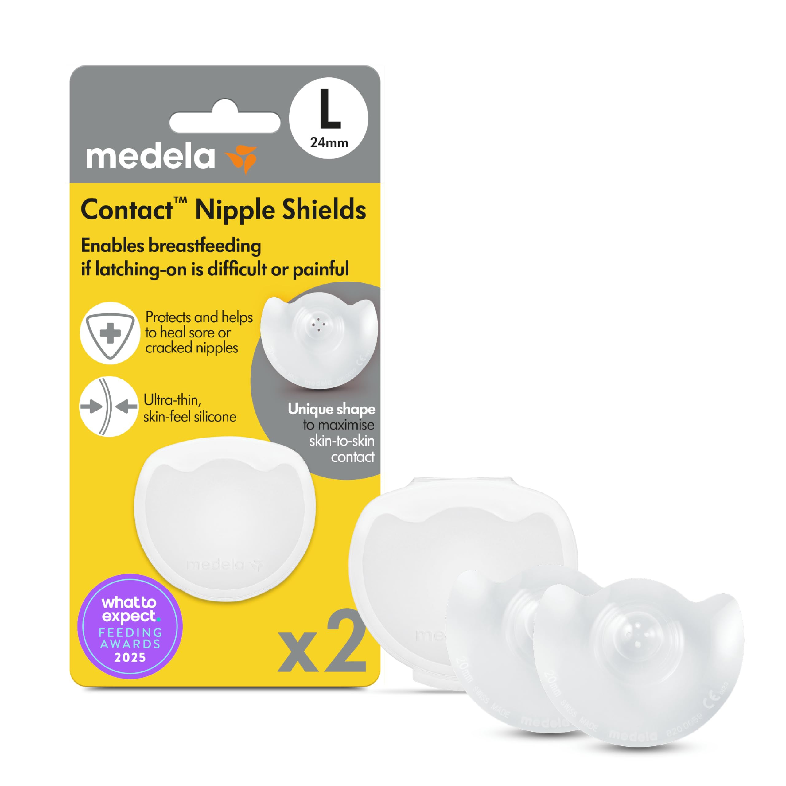 Medela Contact Nipple Shields, Large 24mm, Food Grade Silicone | for Latching Difficulties During... | Amazon (US)