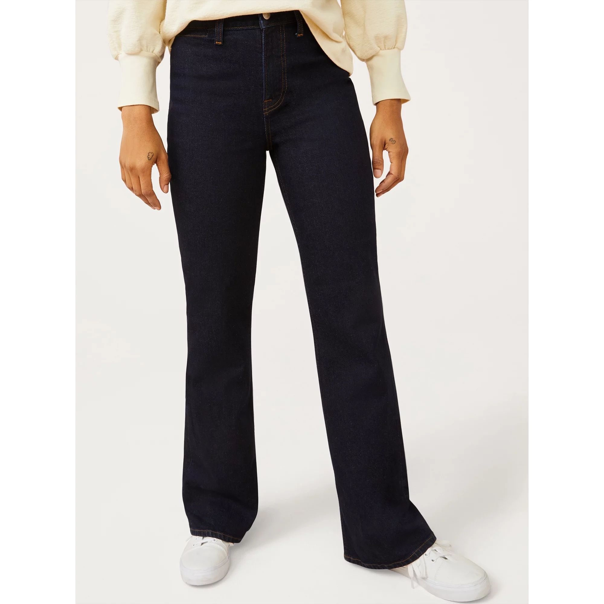 Free Assembly Women’s Easy Flare Jeans with Contrast Stitching | Walmart (US)