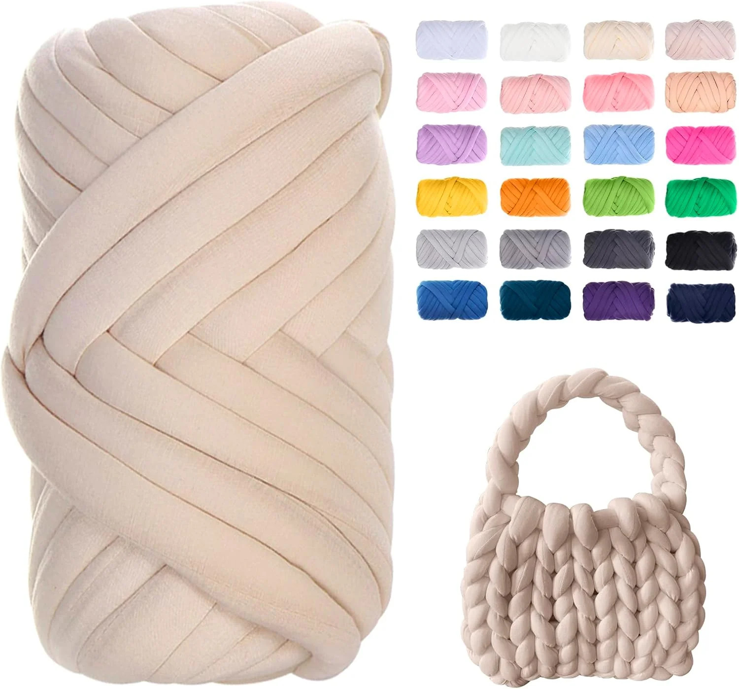 Minzimin Chunky Yarn for Hand Knitting, 0.55lb/10 Yards Giant Yarn Arm Knitting Yarn, Soft Tubula... | Walmart (US)