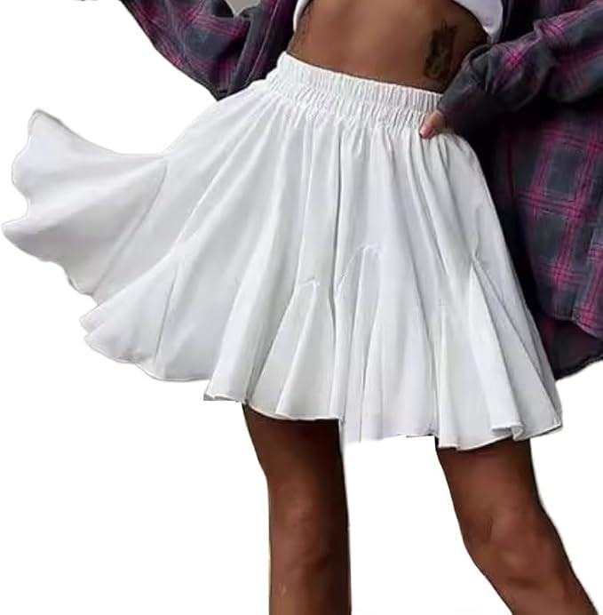 Falda fluida Y2K para mujer, minifalda coqueta, falda plisada de tiro bajo, falda con volantes, l... | Amazon (US)