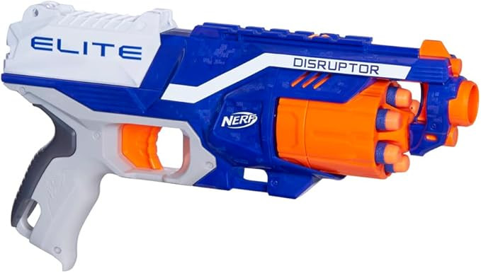 NERF Disruptor Elite Blaster - 6-Dart Rotating Drum, Slam Fire, Includes 6 Official Nerf Elite Da... | Amazon (US)