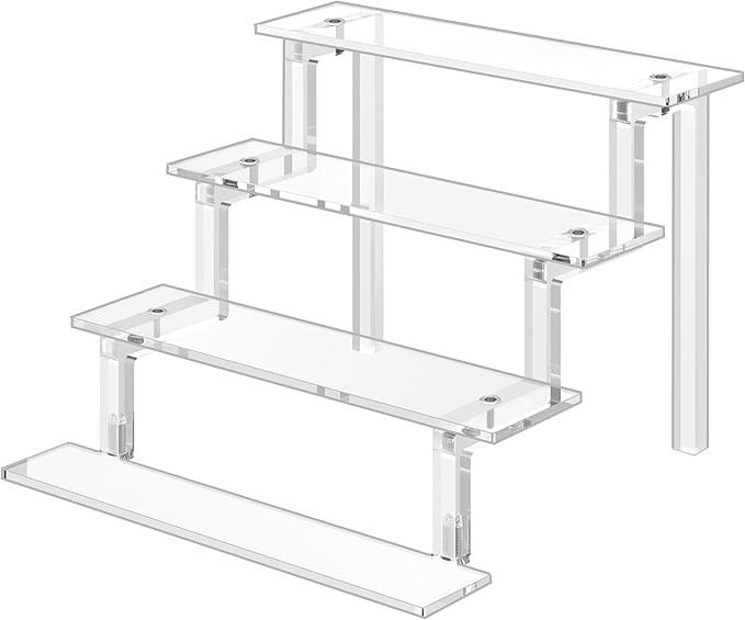 WINKINE Acrylic Display Stand Riser, Perfume Stand Organizer 4 Tier, Display Shelves Compatible w... | Amazon (US)