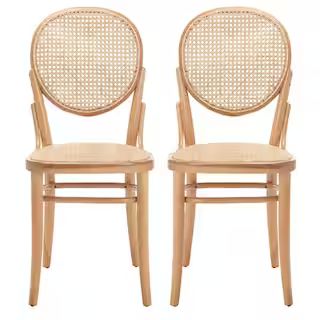 Sonia Light Brown Cane Wicker Dining Chair (Set of 2) | The Home Depot