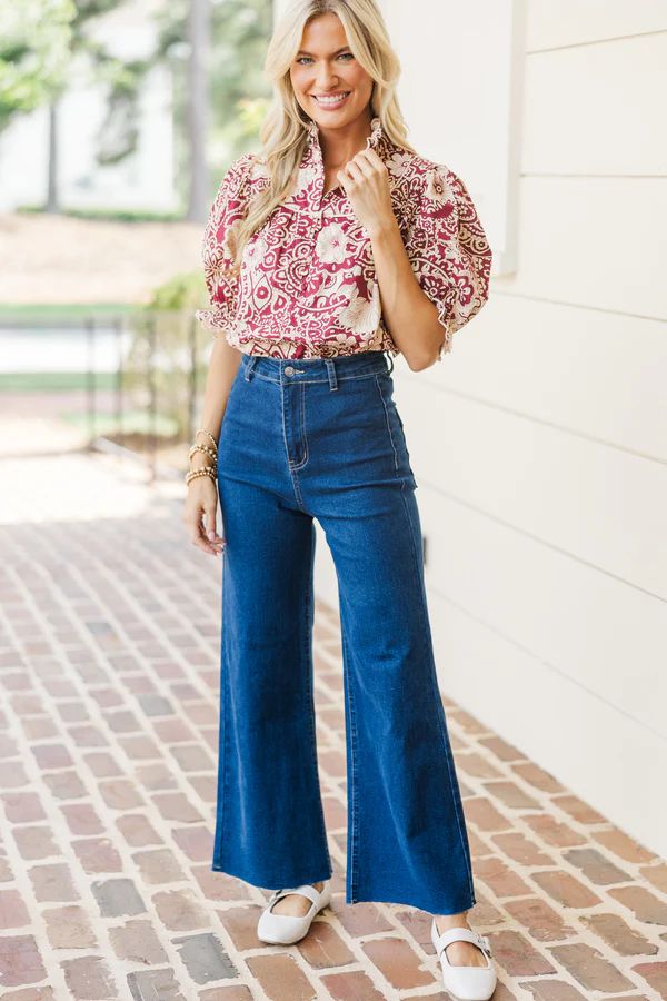 Keep It Up Sangria Red Floral Blouse | The Mint Julep Boutique