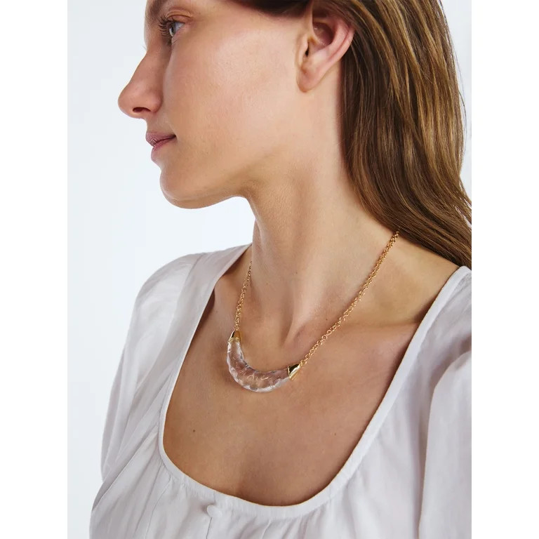 Scoop Women's Gold Tone Sculpted Lucite Pendant Necklace | Walmart (US)
