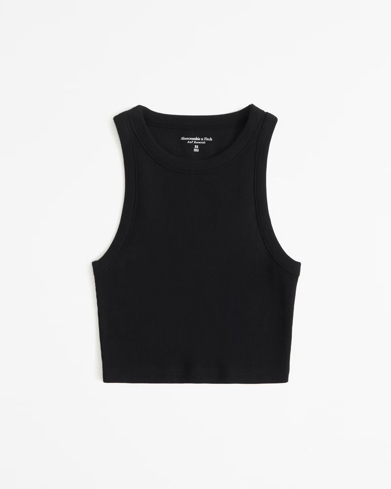 Essential Ultra Cropped High-Neck Rib Tank | Abercrombie & Fitch (US)