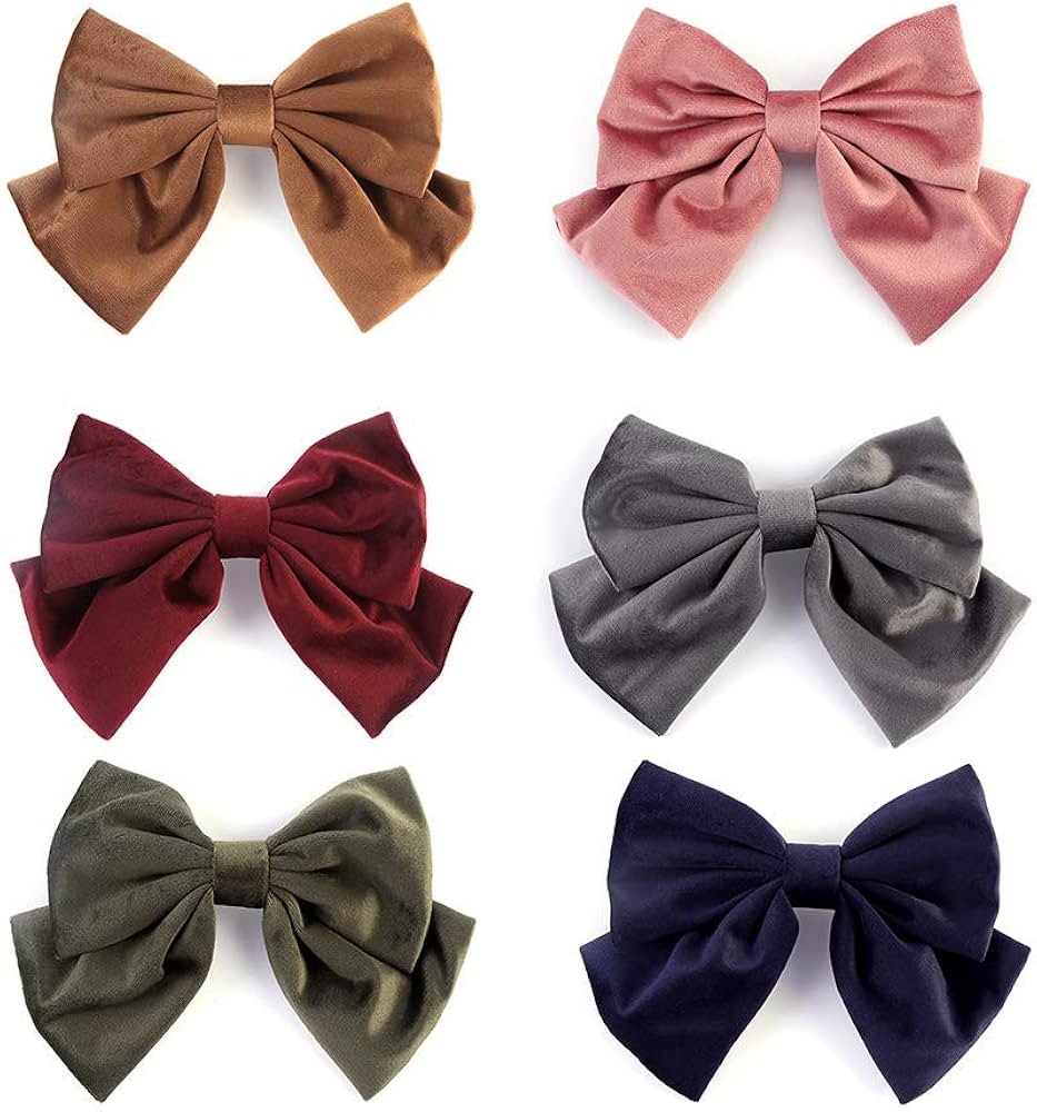 JIAHANG Velvet Hair Bow Clips Thick Hair Velour Big Bowknot Barrettes，French Style Hair Accesso... | Amazon (US)