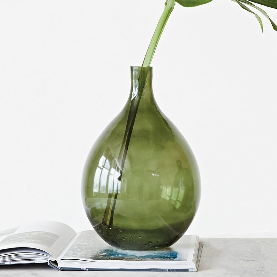 Creative Co-Op Large Glass Bud Vase, Green | Amazon (US)