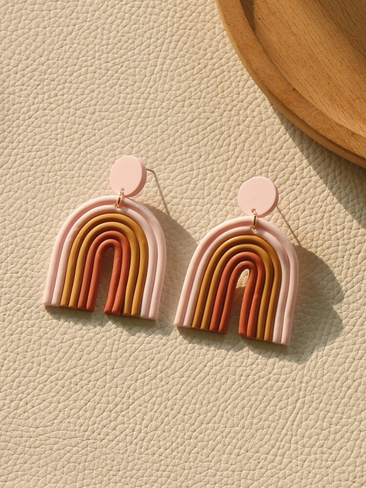 Color Block Geometric Drop Earrings | SHEIN