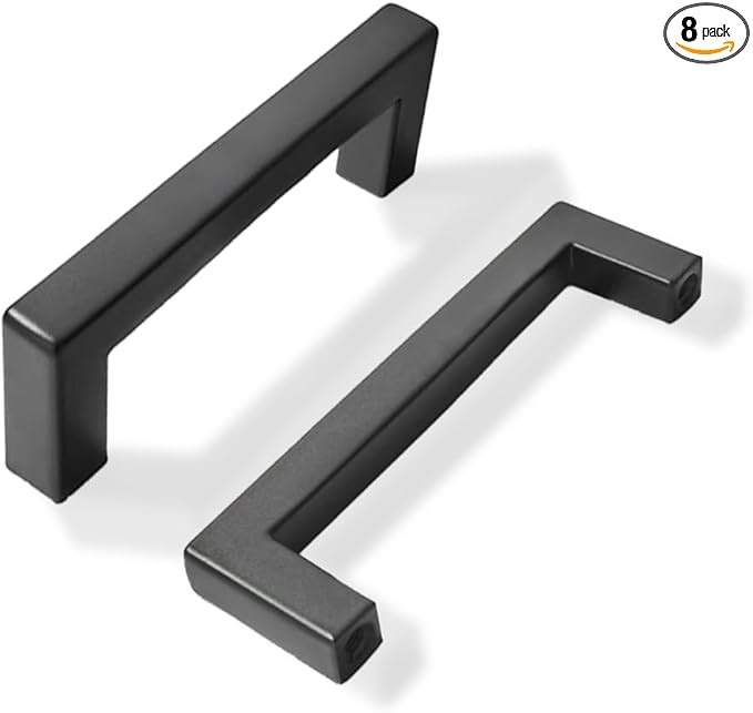 khtumeware 8 Pack 3 inch Center to Center Solid Matte Black Cabinet Pulls Slim Square Bar Drawer ... | Amazon (US)