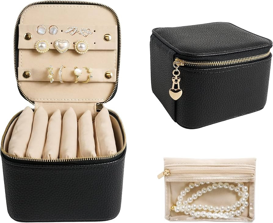 Travel Jewelry Organizer, Jewelry Travle Case with 6 Velvet Jewelry Bags, Portable Travel Jewelry... | Amazon (US)