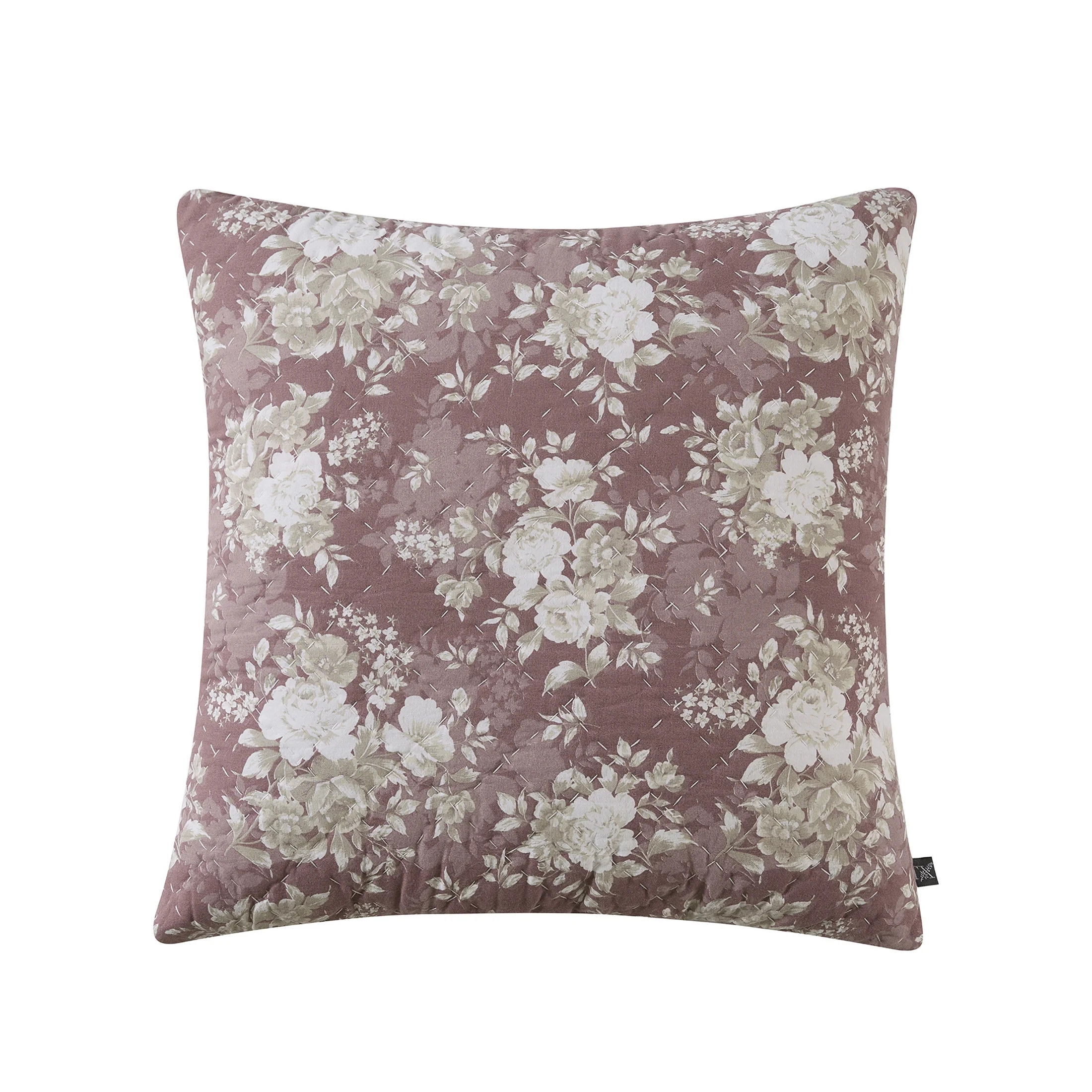 My Texas House 20" x 20" Candace Dusty Mauve Floral Cotton Decorative Pillow | Walmart (US)