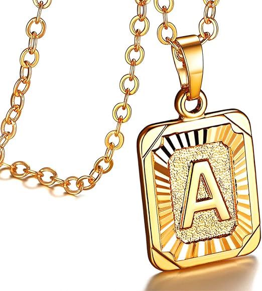 Initial Letter Pendant Necklace Mens Womens Capital Letter White Yellow Gold Plated A-Z Stainless... | Amazon (CA)